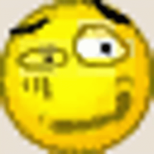 A Close Up Of A Pixelated Smiley Face With A Slight Smile On Its Face . GIF
