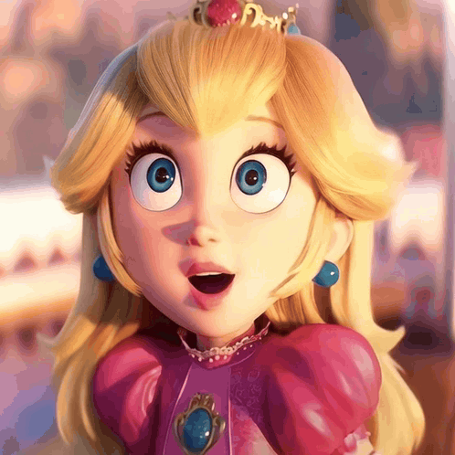 A Close Up Of A Princess Peach With A Surprised Look On Her Face GIF