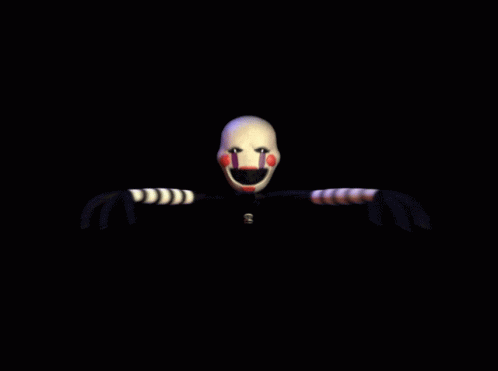 A Close Up Of A Puppet 'S Face With Purple And Red Stripes On It GIF