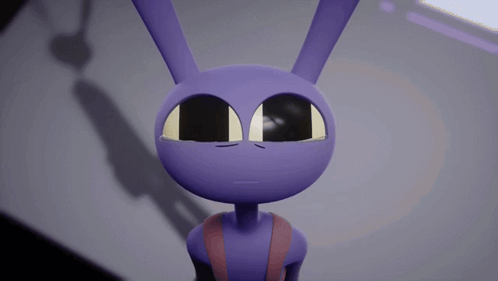 A Close Up Of A Purple Cartoon Character With A Shadow Behind It GIF