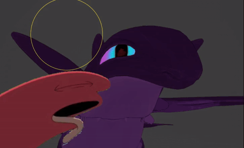 a close up of a purple dragon with a circle around it