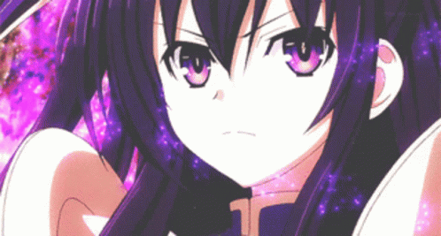 A Close Up Of A Purple Haired Anime Girl 'S Face GIF