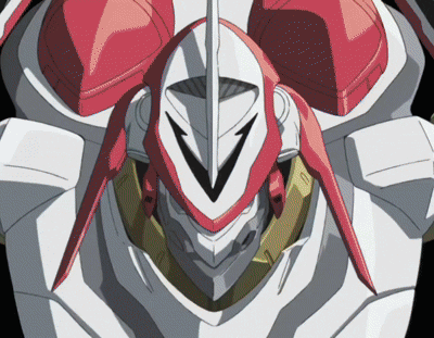 A Close Up Of A Red And White Robot With The Number 10 On The Chest GIF