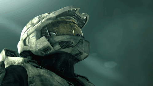 A Close Up Of A Soldier 'S Helmet With A Yellow Visor GIF