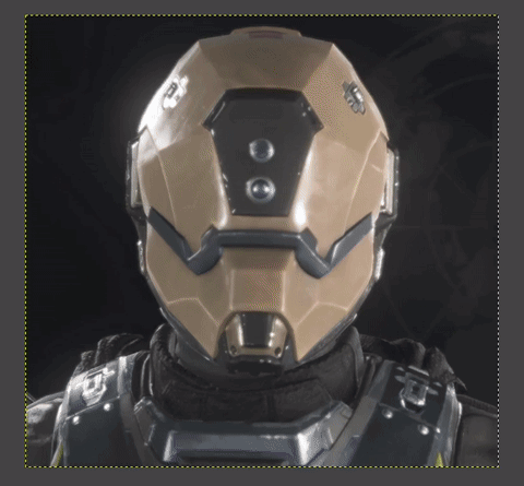 A Close Up Of A Soldier 'S Helmet With The Letter P On It GIF
