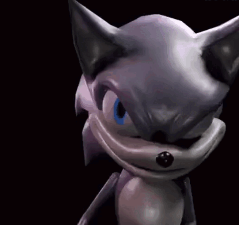 A Close Up Of A Sonic The Hedgehog 'S Face With A Black Background . GIF