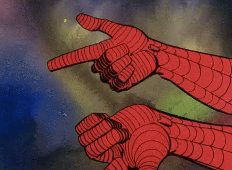 A Close Up Of A Spider-Man 'S Hands Holding A Spider Web . GIF