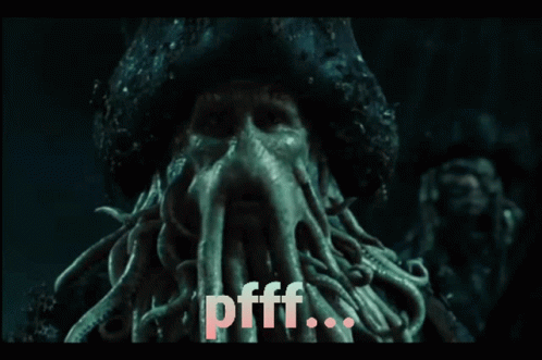 A Close Up Of A Squid With The Word Pfff Written In Pink GIF