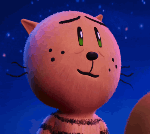 A Close Up Of A Stuffed Animal With A Sad Look On His Face GIF