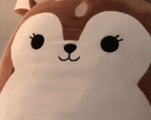 A Close Up Of A Stuffed Animal With A Squirrel Face GIF