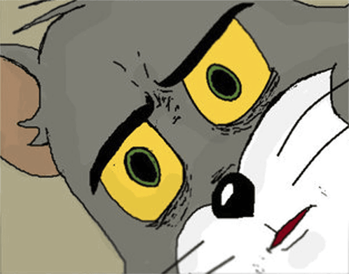 A Close Up Of A Tom And Jerry Cartoon Character With Yellow Eyes GIF