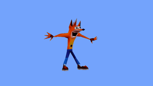 A Close Up Of A Video Game Character With A Blue Sky In The Background GIF