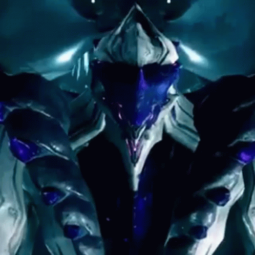 A Close Up Of A Video Game Character With Purple Eyes And A Purple Mask . GIF