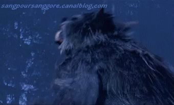 A Close Up Of A Werewolf With Its Mouth Open And The Website Sangpoursaure.canalblog.com Visible In The Corner GIF
