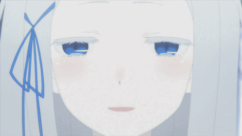 A Close Up Of A White Anime Girl With Blue Eyes GIF