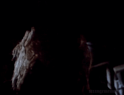 A Close Up Of A Witch 'S Face With Strangememories Written On The Bottom Right GIF