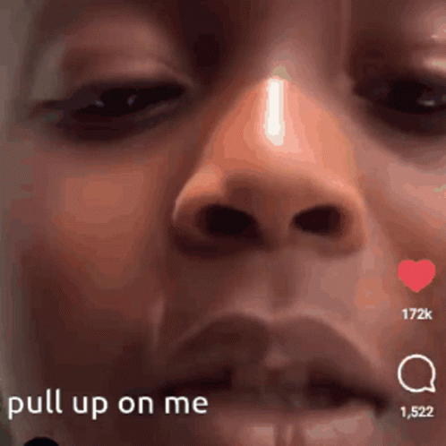 A Close Up Of A Woman 'S Face And The Words Pull Up On Me GIF
