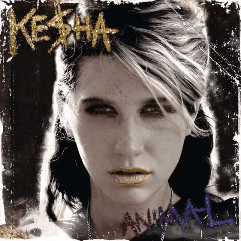 A Close Up Of A Woman 'S Face On The Cover Of Kesha 'S Animal GIF