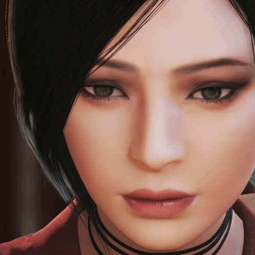 A Close Up Of A Woman 'S Face With A Choker On GIF