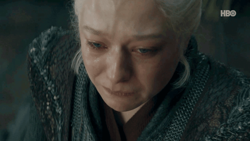 A Close Up Of A Woman 'S Face With A Hbo Logo On The Bottom GIF