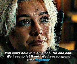 a close up of a woman 's face with a quote that says " you can 't hold it in all alone .