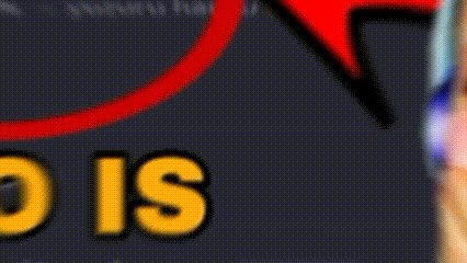 A Close Up Of A Woman 'S Face With A Red Arrow Pointing To The Word Ho Is . GIF