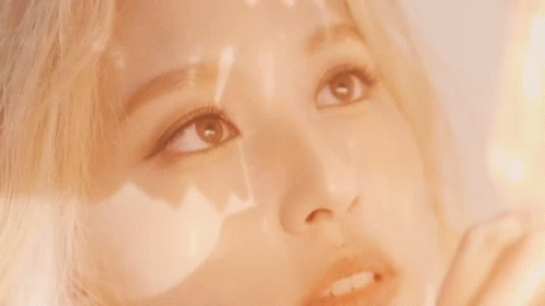 a close up of a woman 's face with a reflection of the sun on her face .