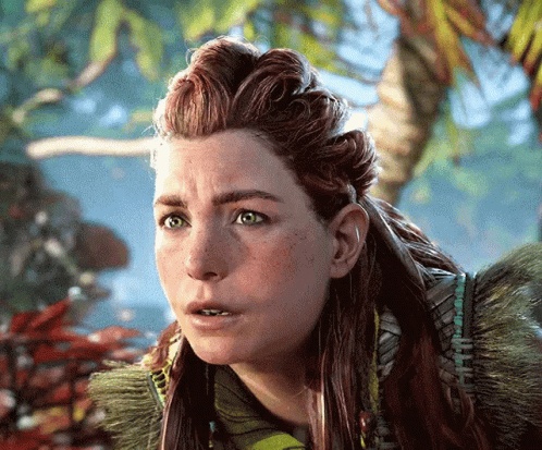 A Close Up Of A Woman 'S Face With A Surprised Look On Her Face In A Video Game . GIF