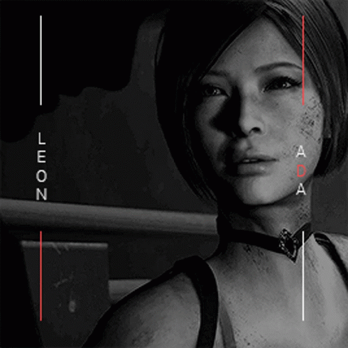 A Close Up Of A Woman 'S Face With The Name Leon Written Above Her GIF