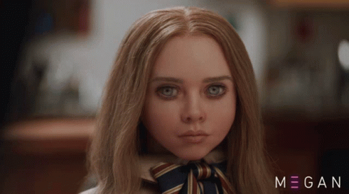 A Close Up Of A Woman 'S Face With The Name Megan On The Bottom Right GIF
