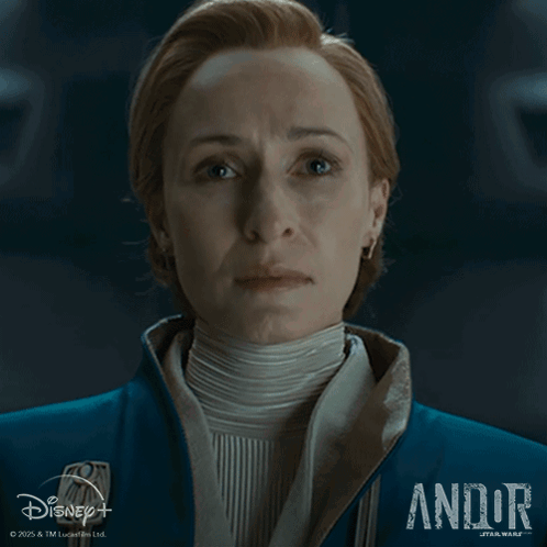 Close Up Of Woman's Face Andor Text GIF