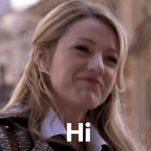 A Close Up Of A Woman 'S Face With The Word Hi Written On Her Face GIF