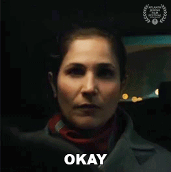 Woman's Face With Okay Above Her GIF