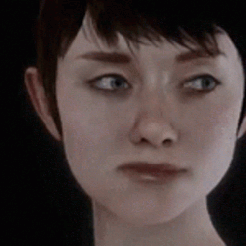 A Close Up Of A Woman 'S Face With The Words Aerm On It GIF