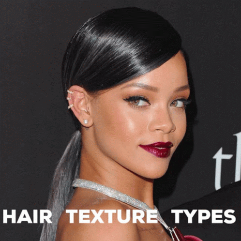 A Close Up Of A Woman 'S Face With The Words " Hair Texture Types " Above Her GIF