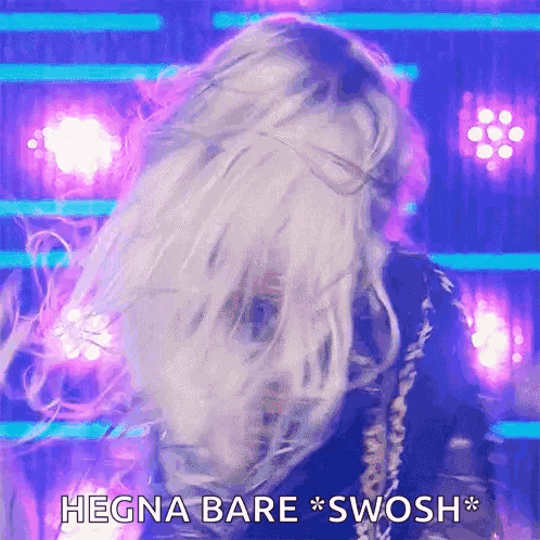Close-Up Of Woman's Face With Hegra Bare Swosh Text GIF