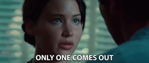 A Close Up Of A Woman 'S Face With The Words Only One Comes Out Below It GIF