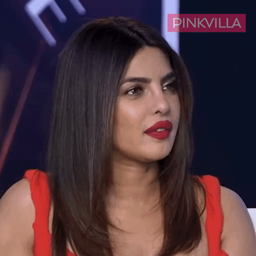 A Close Up Of A Woman 'S Face With The Words Pinkvilla Behind Her GIF