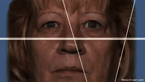A Close Up Of A Woman 'S Face With The Words Results May Vary GIF