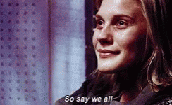 Close Up Woman's Face With So Say We All GIF