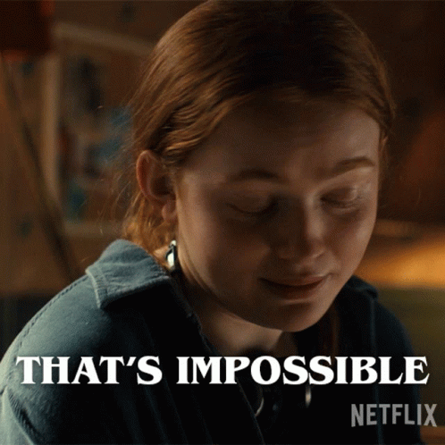 A Close Up Of A Woman 'S Face With The Words That 'S Impossible Above Her GIF