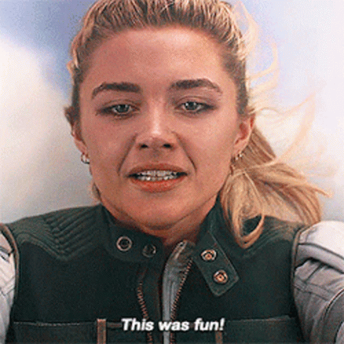 A Close Up Of A Woman 'S Face With The Words This Was Fun On The Bottom GIF