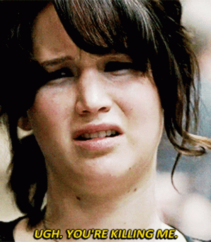 A Close Up Of A Woman 'S Face With The Words Ugh You 'Re Killing Me GIF