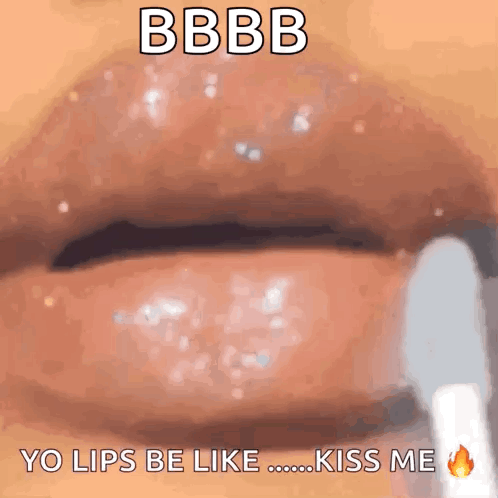 A Close Up Of A Woman 'S Lips With A Caption That Says Bbb GIF