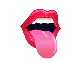 a close up of a woman 's mouth with her tongue out .