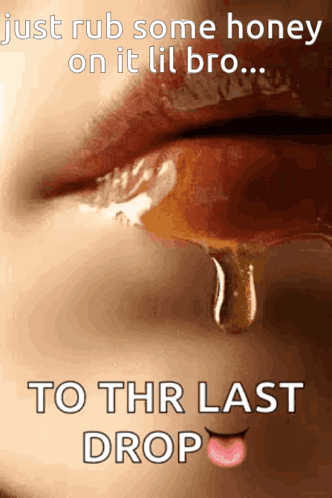 A Close Up Of A Woman 'S Mouth With Honey Dripping From It GIF
