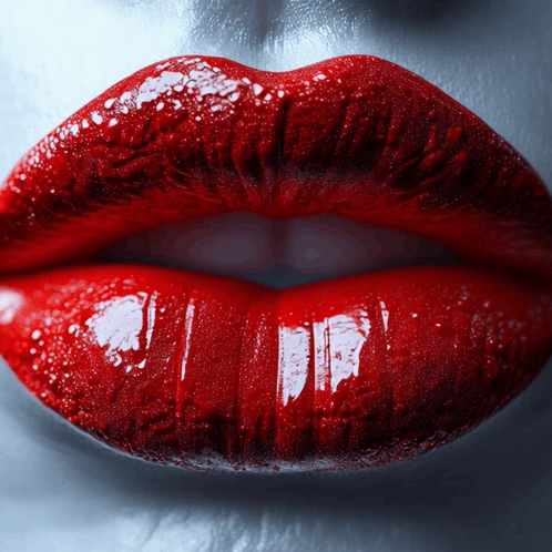 A Close Up Of A Woman 'S Red Lips GIF