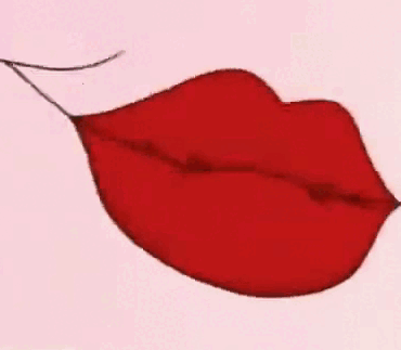 A Close Up Of A Woman 'S Red Lips With A Smiling Face . GIF