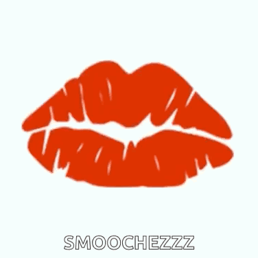 A Close Up Of A Woman 'S Red Lips With The Words Smoochezz Written In The Corner . GIF
