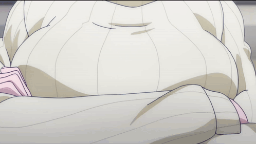 A Close Up Of A Woman 'S Torso With A Turtleneck Sweater GIF